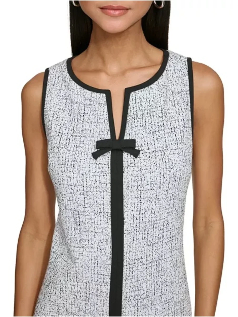 Karl Lagerfeld White Tweed Mini Dress with Black Trim - Picture 4 of 5